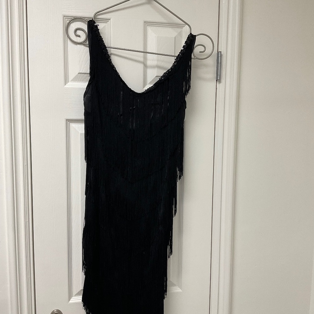 Black Fringe Flapper Dress